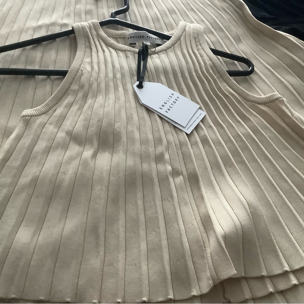 English Factory Ivory Ribbed Top